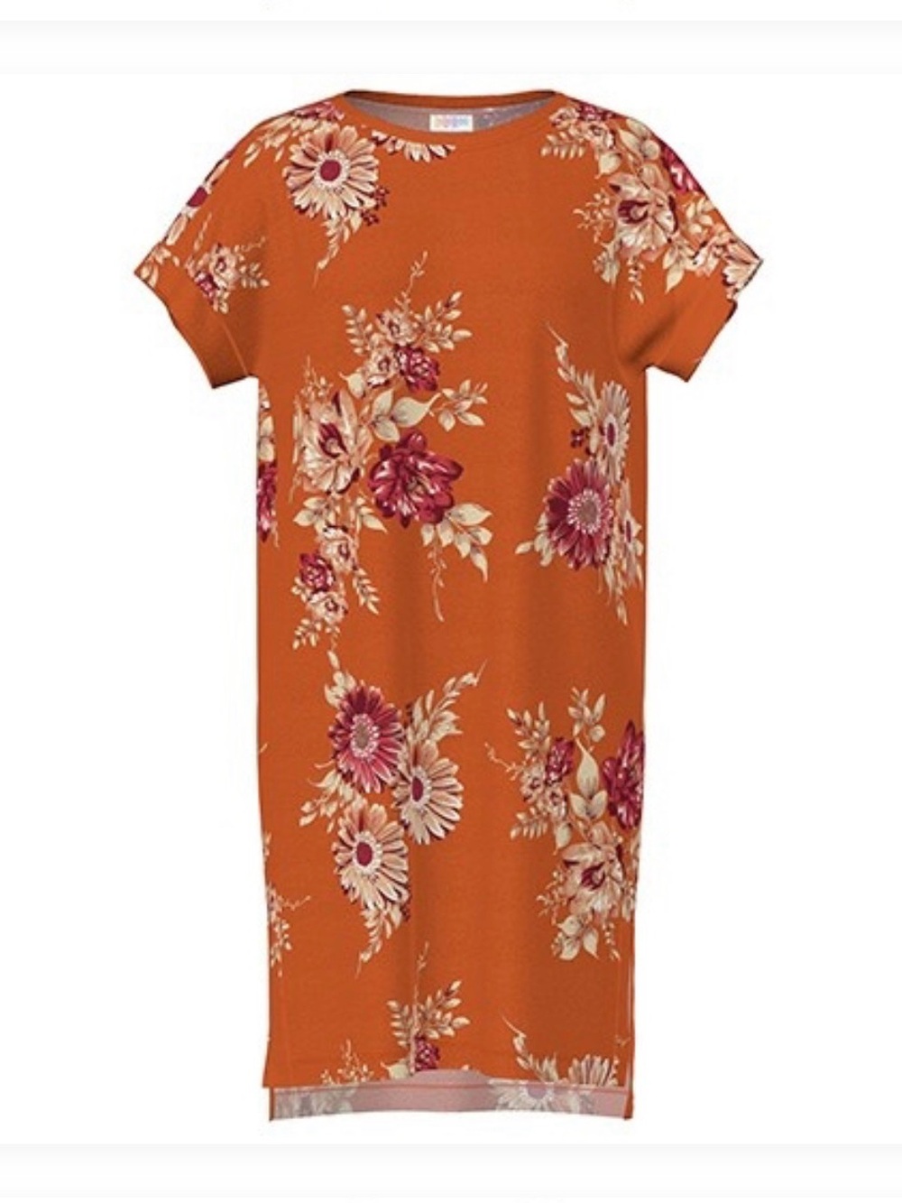 NWOT LulaRoe Chelsea Orange Floral Shift Dress